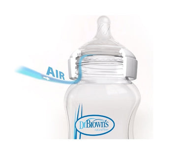 Dr Brown's Πλαστικό Μπιμπερό Options+ Wide Neck Κατά των Κολικών με Θηλή Σιλικόνης 270ml για 0+ μηνών